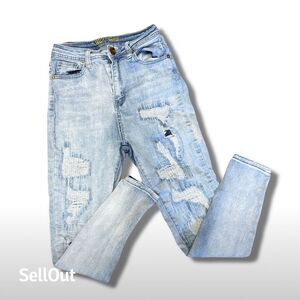 AQ Jeans Women's High Rise Distressed Skinny Jeans Size 5 Blue